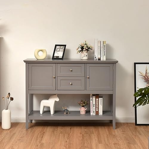 Vista 2 de LOKO Armario buffet con almacenamiento, mesa consola multifuncional con amplio espacio de almacenamiento, aparador con cajones para cocina, comedor