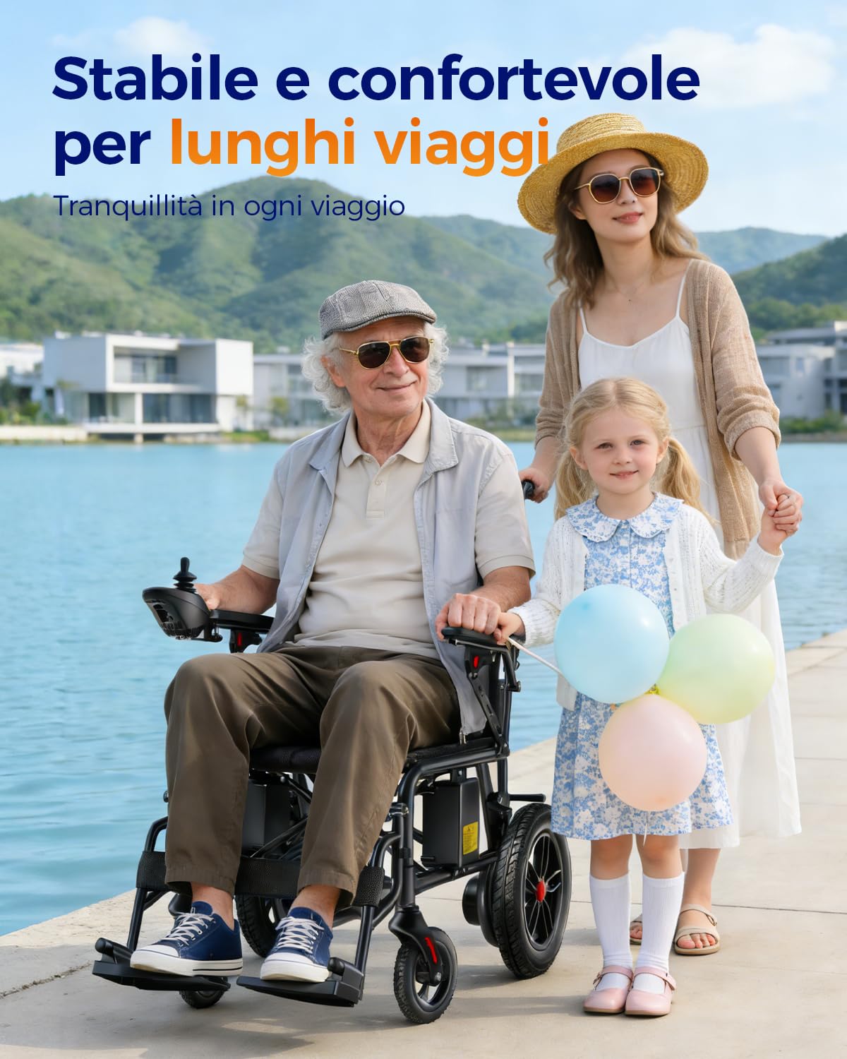 Homyking carrozzina per disabili, sedia a rotelle pieghevole leggera, sedia a rotelle elettrica, monopattini elettrici, scooter elettrico adulti senza patente, Durata di 25 km Motore di 500W