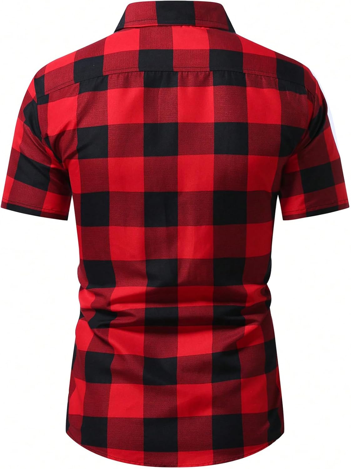 Men's Plaid Shirts Classic Checkered Short Sleeve Button Down Casual T-Shirt - Image 2