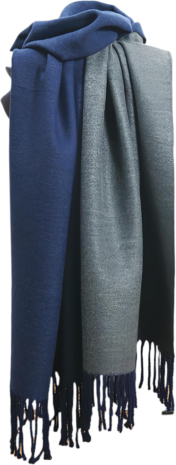 Laura Lily Écharpe Femme Hiver Longue Pashmina Chaud Bicolore - Foulard Cosy Doux Uni Ou Motif