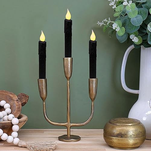 Miniatura 9 de CVHOMEDECO. Velas LED sin llama con purpurina parpadeantes que funcionan con pilas, con temporizador para el hogar, boda, Halloween, decoración de