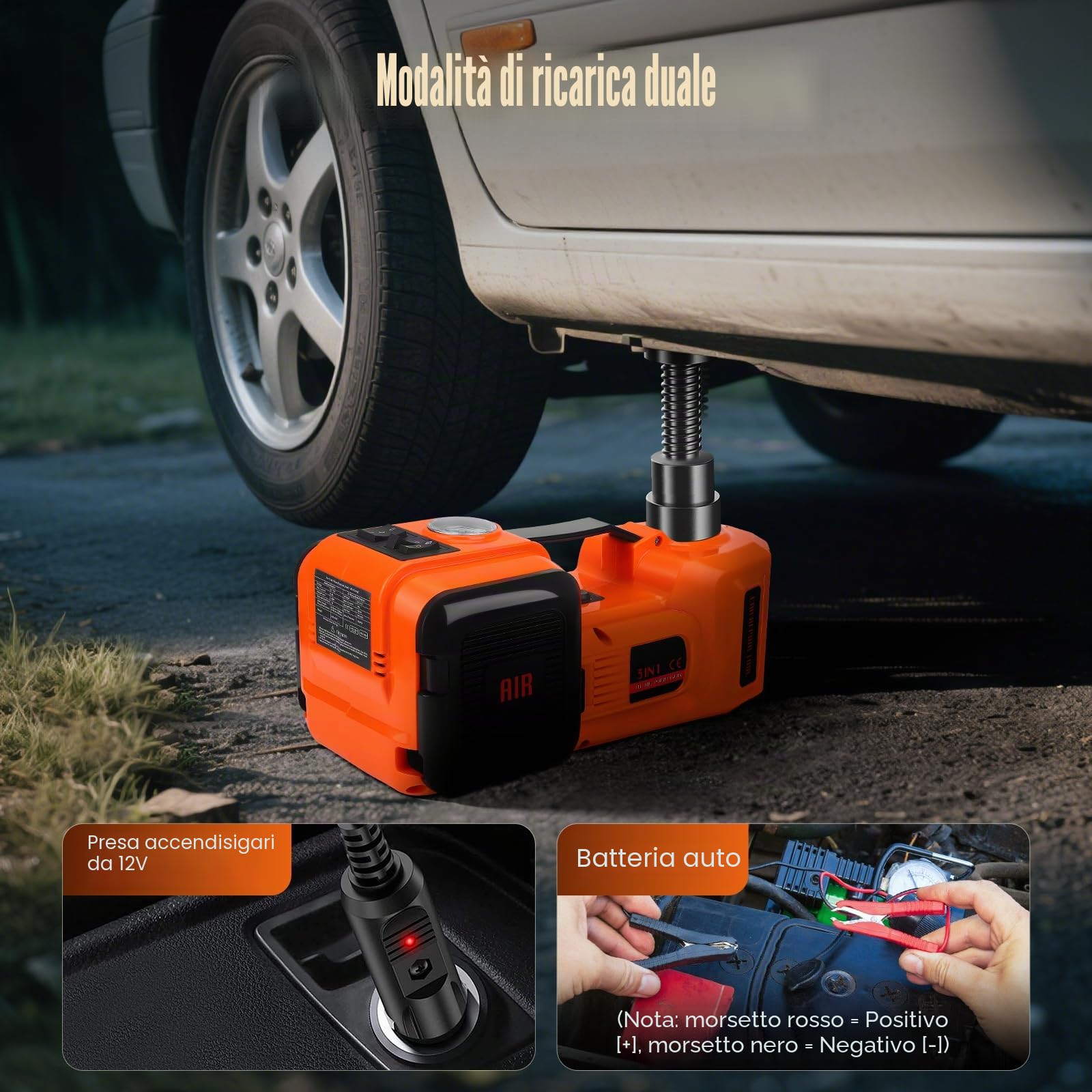 Martinetto Idraulico Elettrico 5T 12V, Intervallo di Sollevamento 15–54 cm, Strumento Portatile per Auto/SUV/Camion, Cambio Ruota di Emergenza e Riparazione in Garage