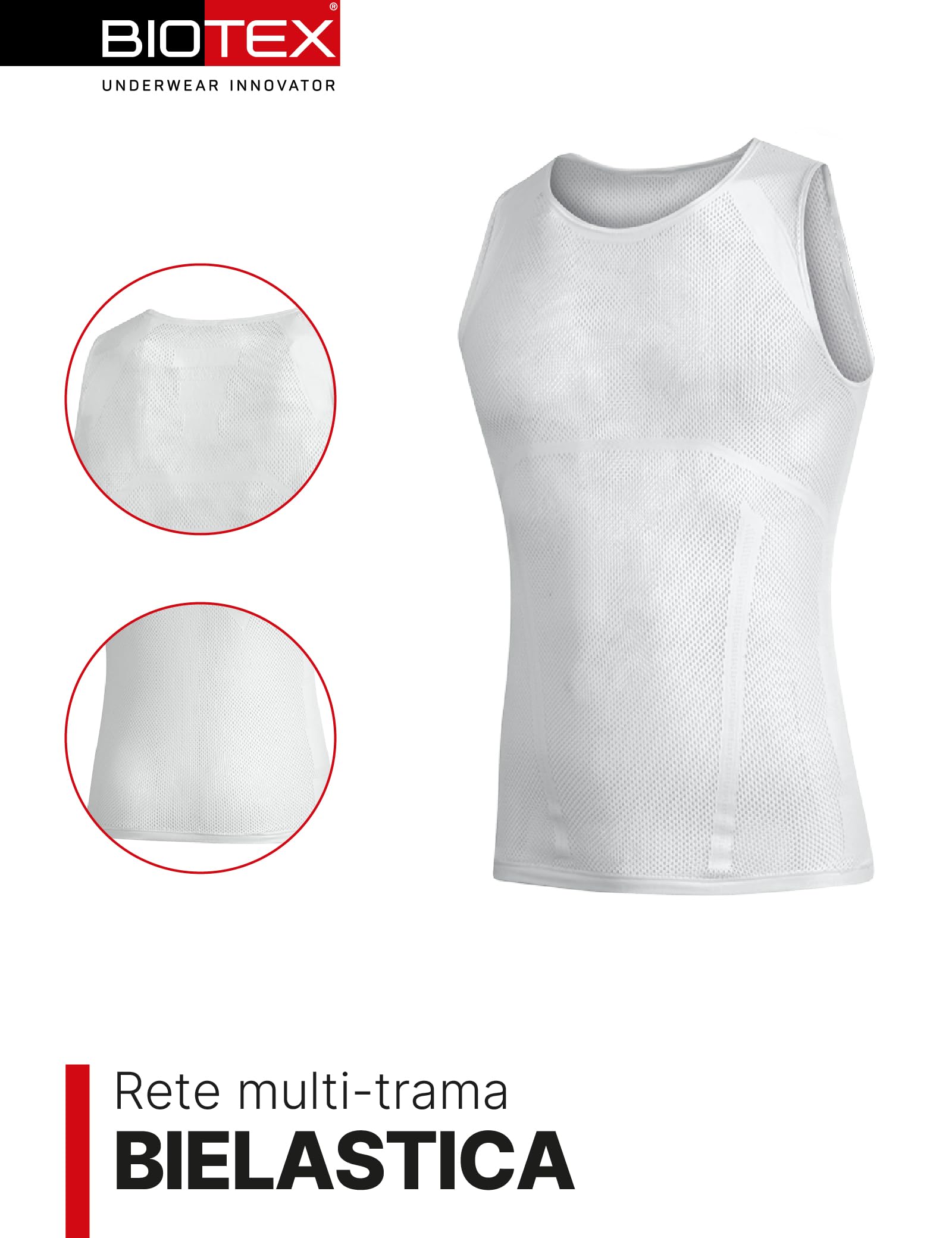 BIOTEX Canotta Aria Traspirante da Uomo per Ciclismo e Running, Intimo Tecnico Sportivo Ideale per L'Estate