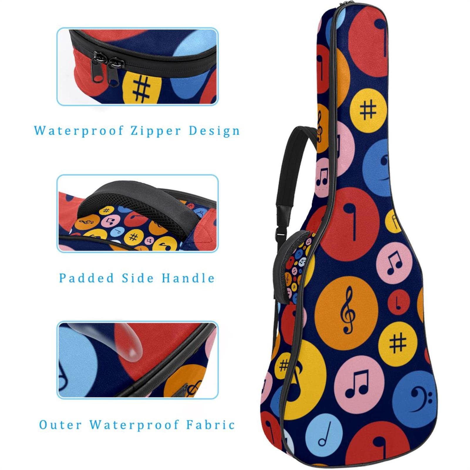 Torba na gitarę akustyczną wodoodporna gitara plecak gruby miękki wyściełany uroczy jednorożec dziecko Dimond miłość gwiazdy klasyczna gitara obudowa, Kolor (4), 42.9x16.9x4.7 in, Organizer do torby