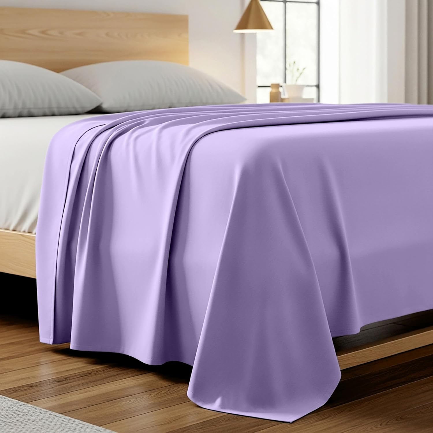 Mellanni Twin Size Flat Sheet - Iconic Collection Bedding - Hotel Luxury, Extra Soft, Cooling - Wrinkle, Fade, Stain Resistant - 1 Flat Sheet Only (Twin, Violet) 1355 Violet Twin - Flat Sheet Only