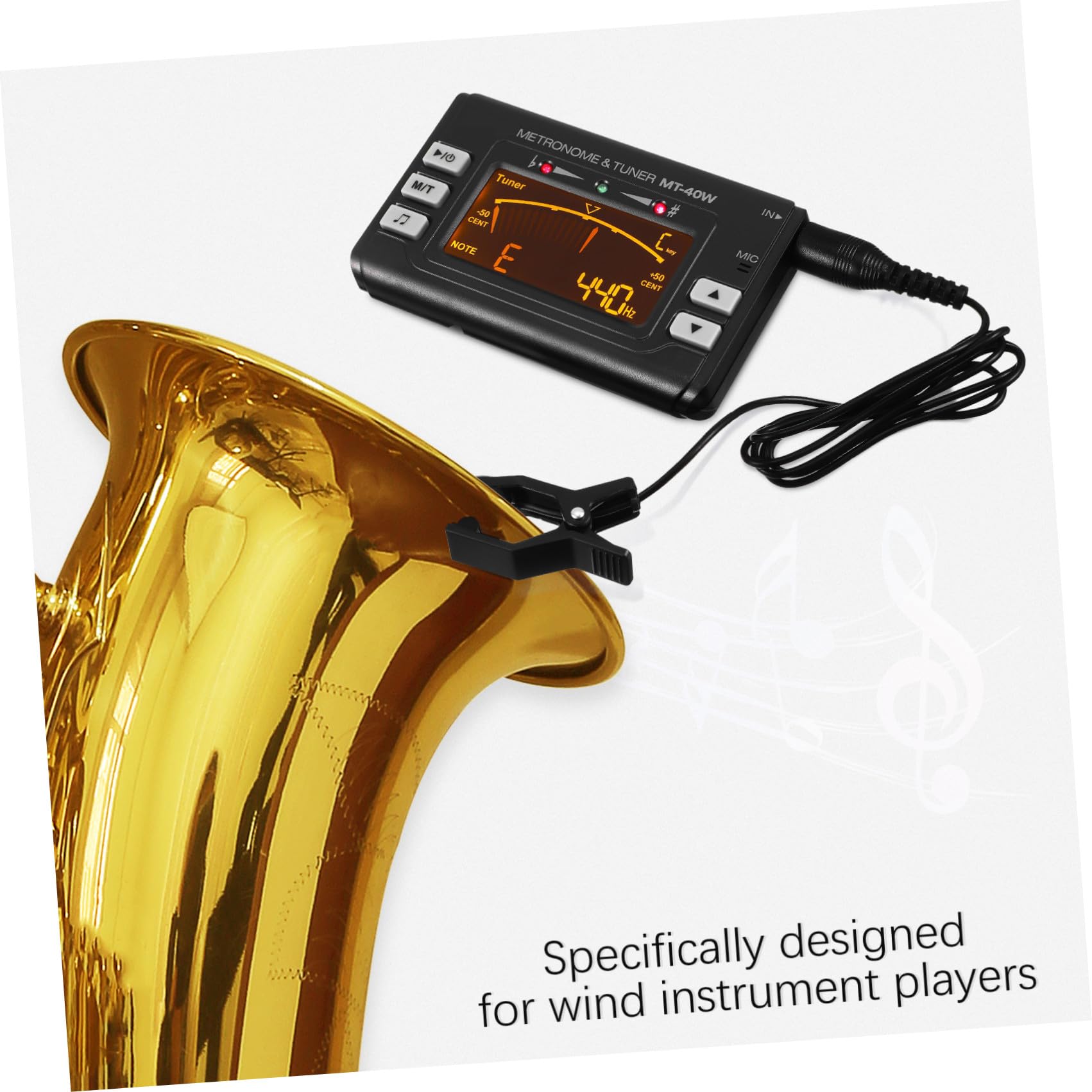 Afinador de Clip para Instrumentos Pantalla LED de Alta Precisión | Cuerpo de Abs, Ajuste para Instrumento de Viento, Uso en Afinación Musical, Accesorio Compacto