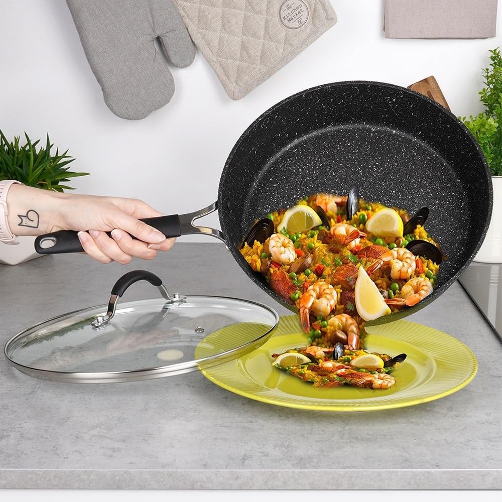 orion group Pfanne Granit Antihaftbeschichtete mit Deckel Stoner 28 cm | Bratpfanne, Beschichtung
