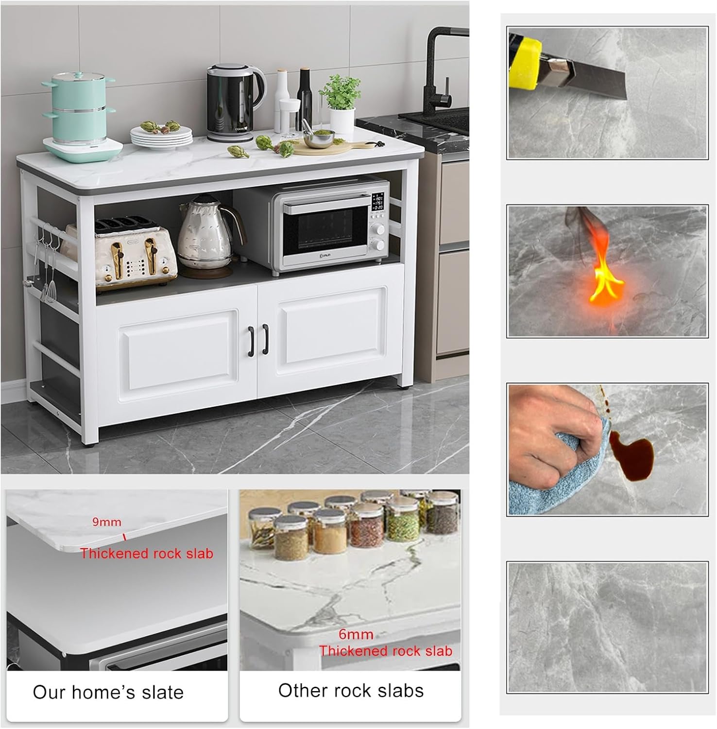 Microwave Stand with Storage - Kitchen Baker's Rack, Multi-Functional Countertop Organizer, Dining Room Buffet Sideboard, Space-Saving Microwave Oven Shelf, Stylish Kitchen Storage Solution