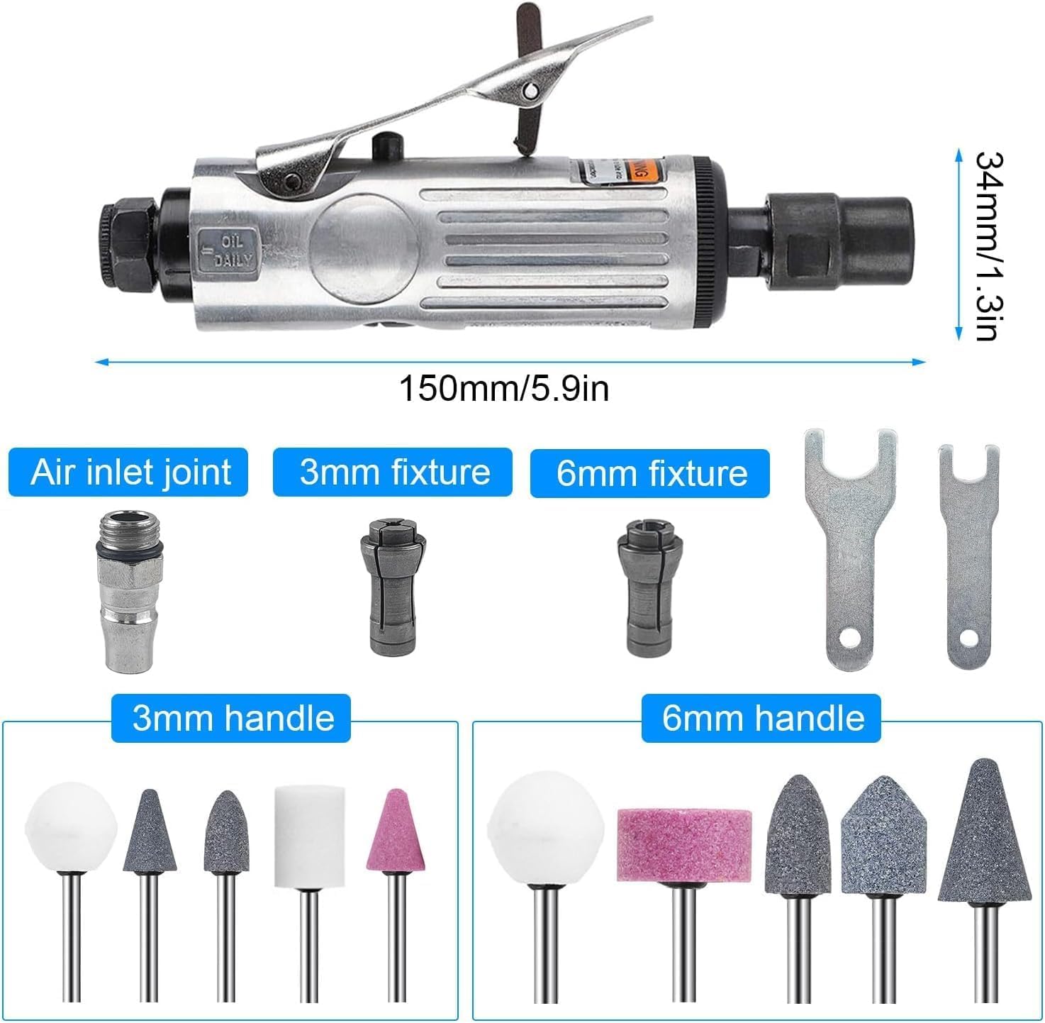 Kit Smerigliatrice Pneumatica per Levigatura Lucidatura Incisione Sbavatura