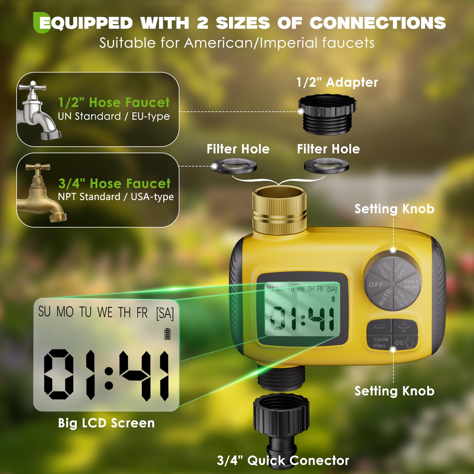 Programmateur Arrosage Automatique, 2026 Le Nouveau Minuteur Arrosage Automatique AVCE Écran LCD Bouton Manuel pour Un Réglage Facile Applicable de Arrosage Système pour Pelouse et Jardin
