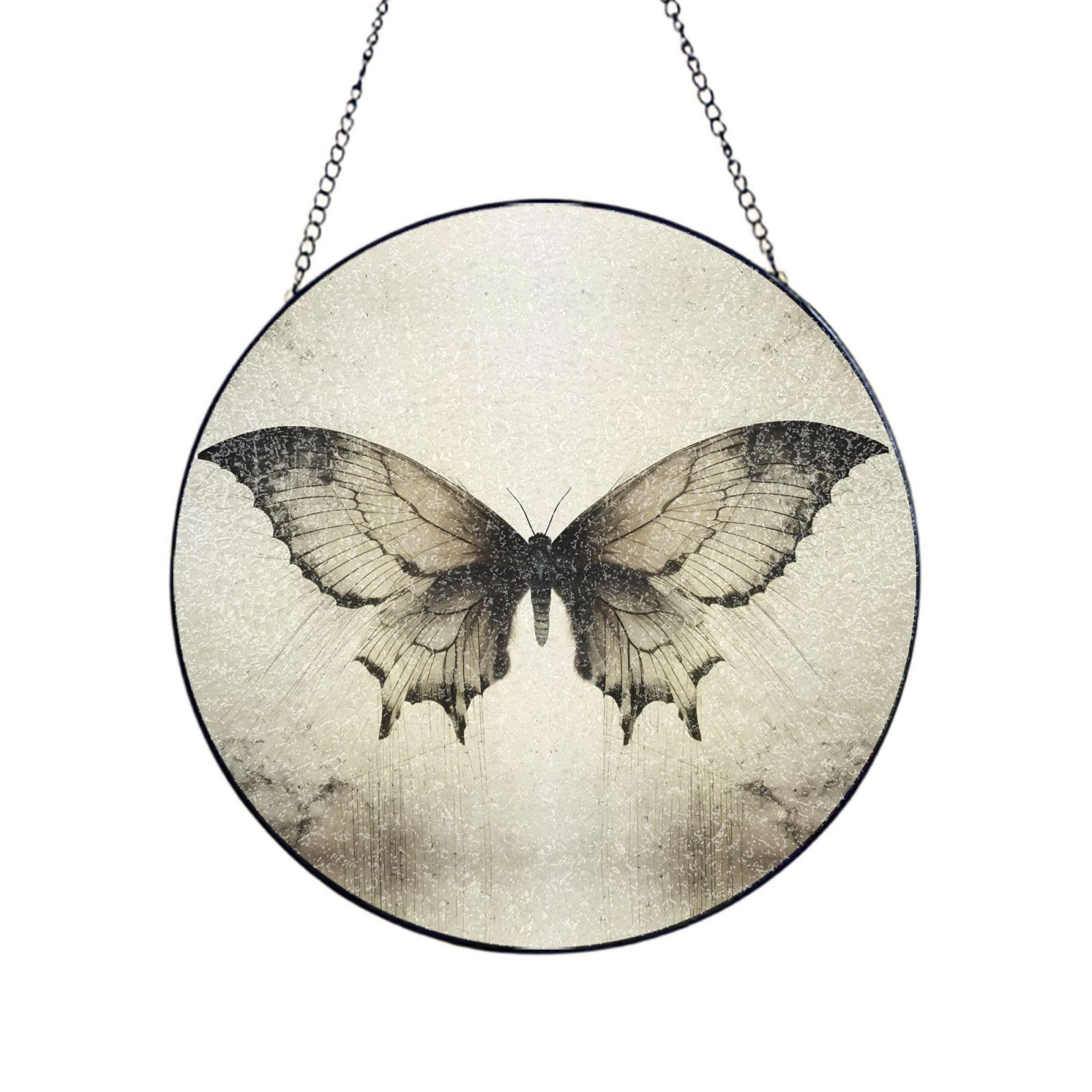 Poezjzw Stained Glass Window Hanging - Butterfly On The Wing Sun Catcher For Door Garden Home Decor Christmas Mother'S Day Birthday Gifts 6in（15cm）