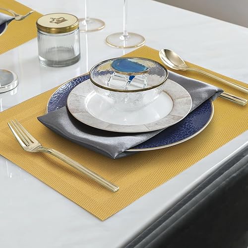 Miniatura 4 de Juego de 6 manteles individuales, manteles individuales resistentes al calor, manteles individuales de PVC lavables, manteles individuales de vinilo