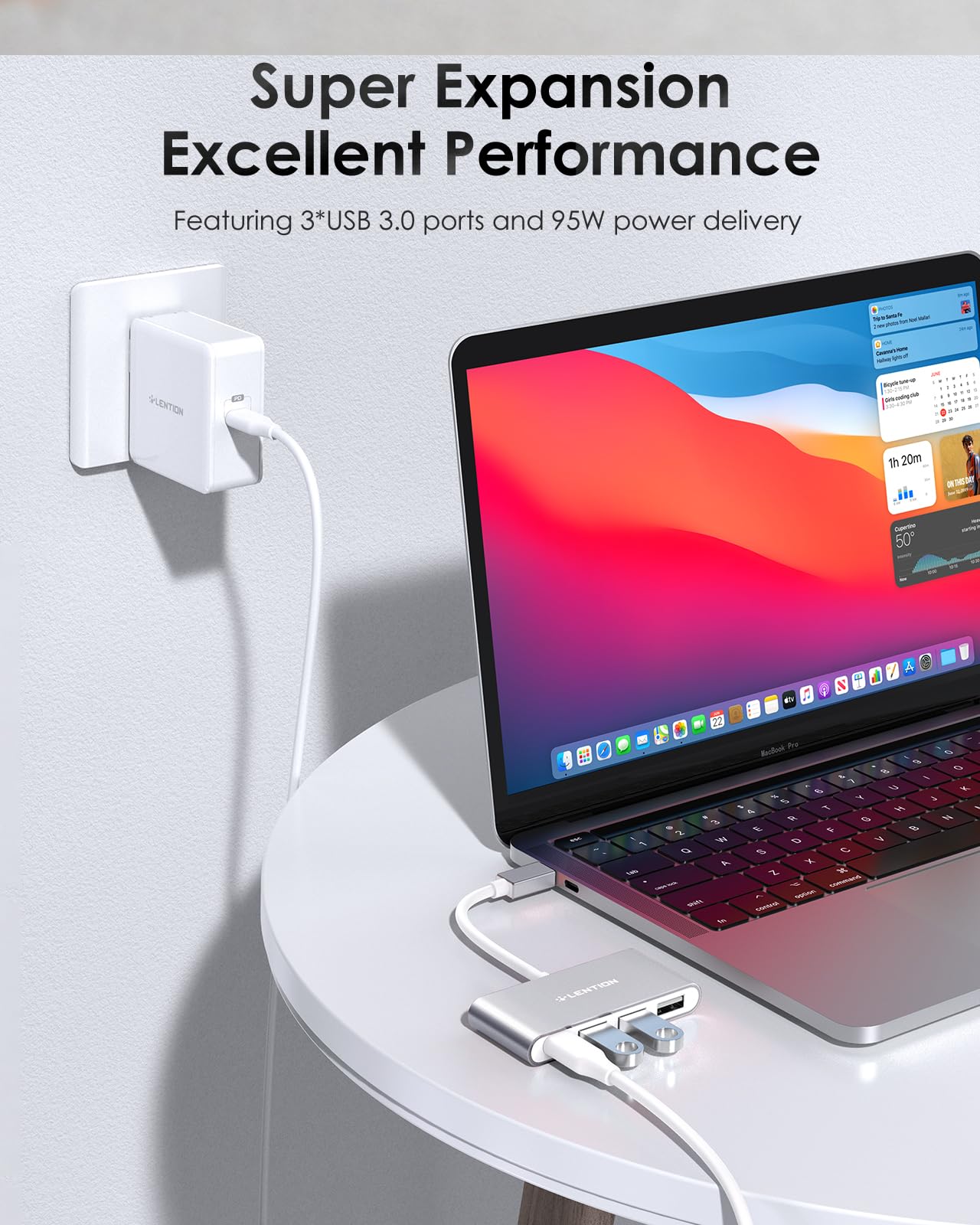 Amazon | LENTION USB Cハブ 4イン1 100W PD付き Type-Cマルチポート