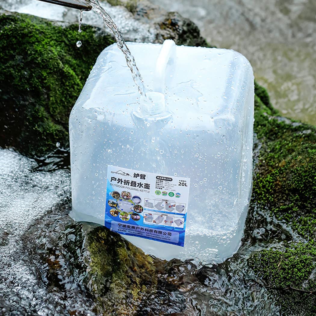 Wasserkanister mit Hahn 20L, Wassertank Faltbar mit Zapfhahn, Faltkanister mit Tragegriff und Schraubdeckel, Tragbar Trinkwasser Faltkanister Wasserbehälter BPA Frei, Notbereitschaft