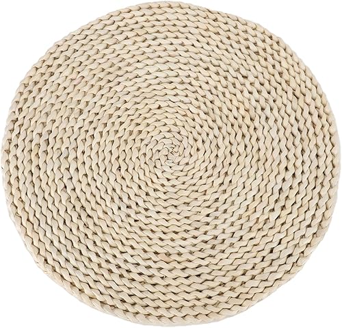 Miniatura 6 de YRMT - Juego de 6 manteles individuales redondos tejidos, con cáscara de maíz, con pajita, jacinto de agua, para mesa de comedor, boda, natural,