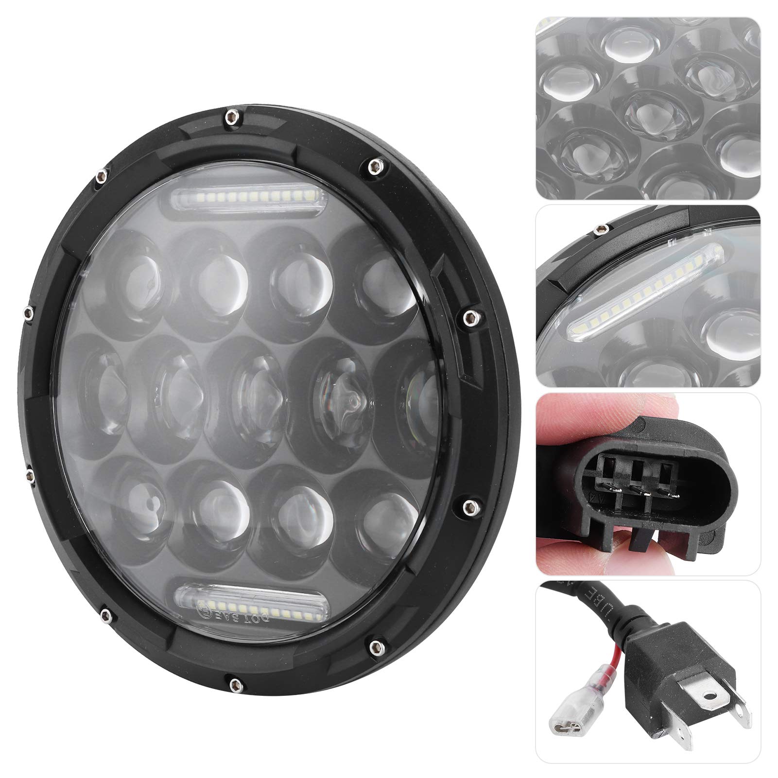 Yctze Reflektor 7in 75 W LED 6500K High Birhgtness Reflektor wydajny odpowiedni dla przedni reflektor motocyklowy led lampa czołowa wymiana nadaje się do do reflektorów motocyklowych