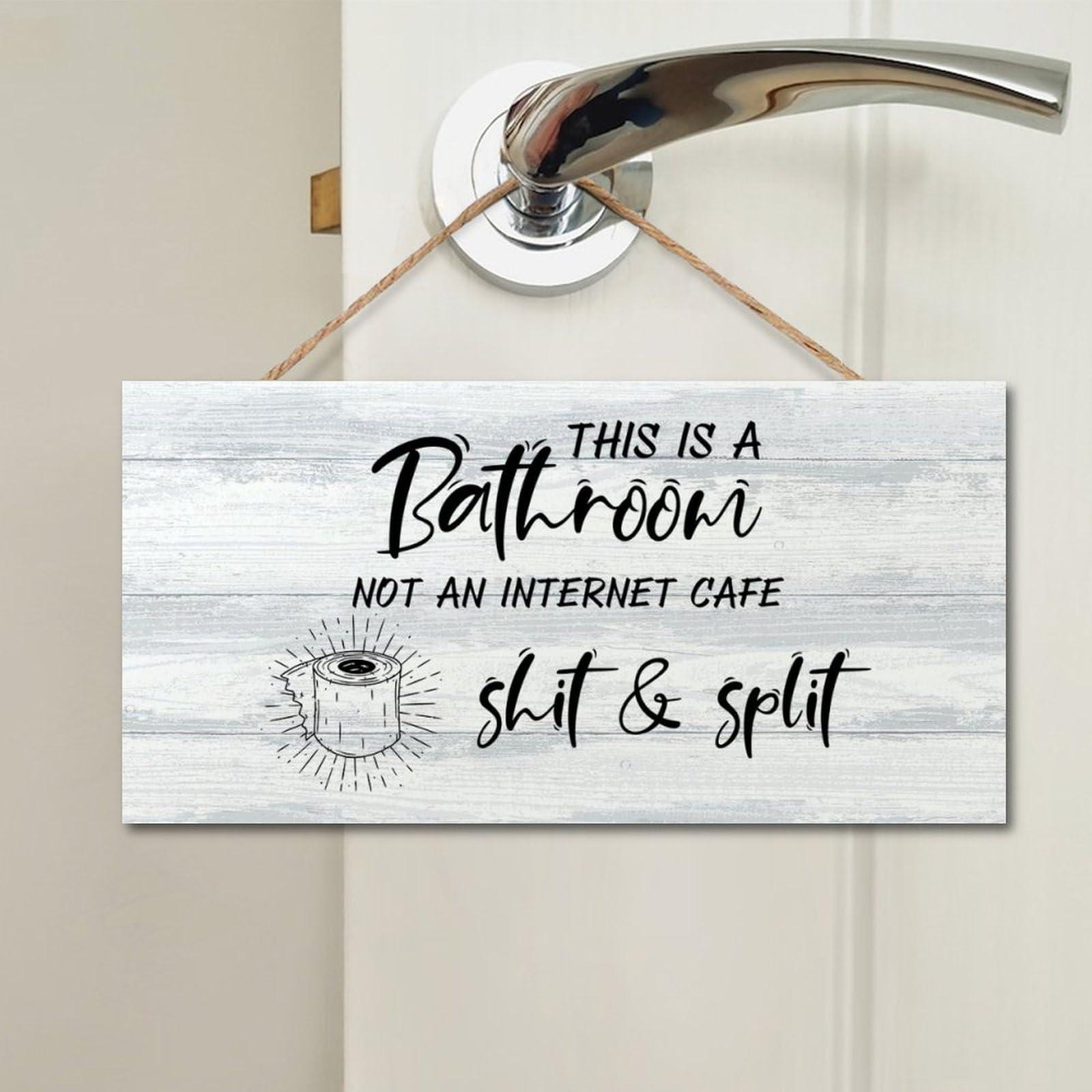 This is A Bathroom Not an Internet Cafe Shit & Split Wooden Sign Retro Wall Plaque Family Love Positive Wall Plaque Wall Decor Farmhouse Rustic Wooden for Bedroom Kitchen Living Room Table 4x8 in