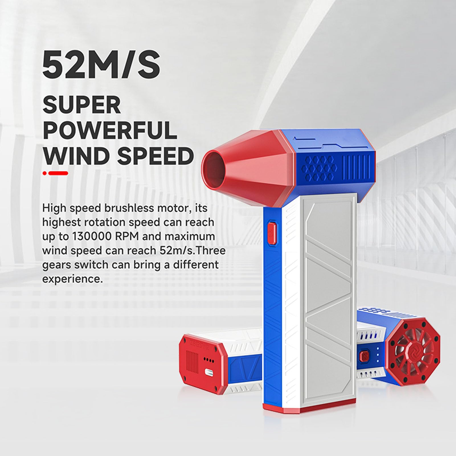 Súper Soplador, Material ABS, Plumero de Aire Eléctrico de 130000 RPM para Limpieza Industrial y Lavado de Autos