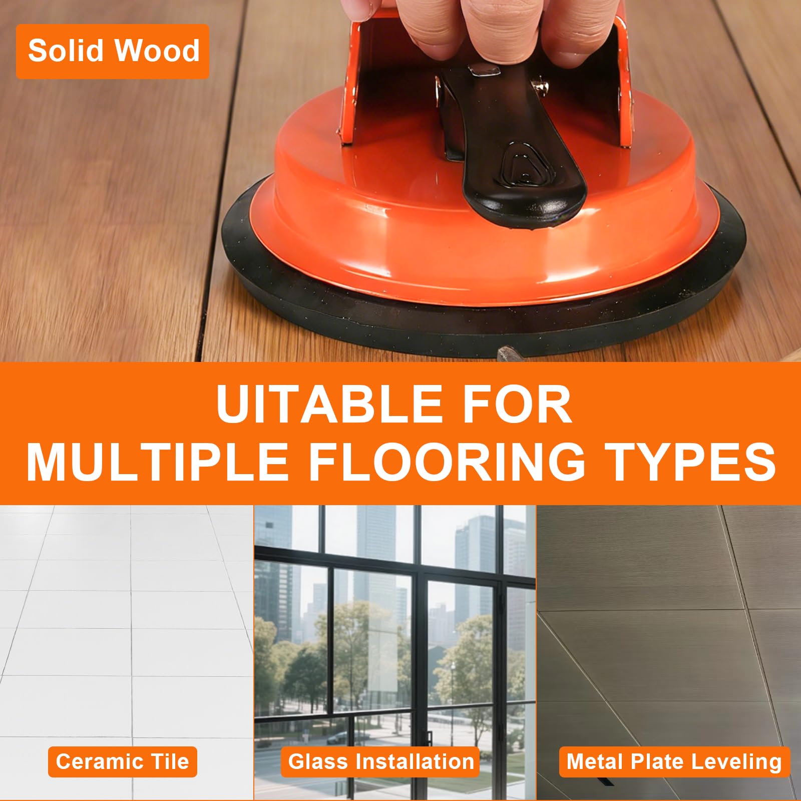 Floor Gap Fixer Tool, Laminate Flooring Tools,Heavy-Duty Repair kit for Wood and Vinyl Planks, Carbon Steel Floor Suction Cup Tool with Rubber Pad, Adjustable Height Setter Close Unsightly Seams — view 6