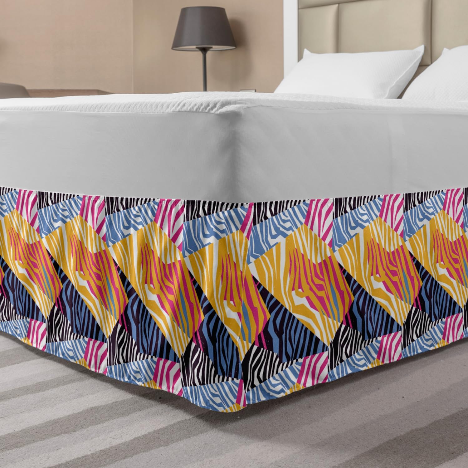 Ambesonne Safari Bedskirt, Colorful Animal Skin Kuwait Ubuy