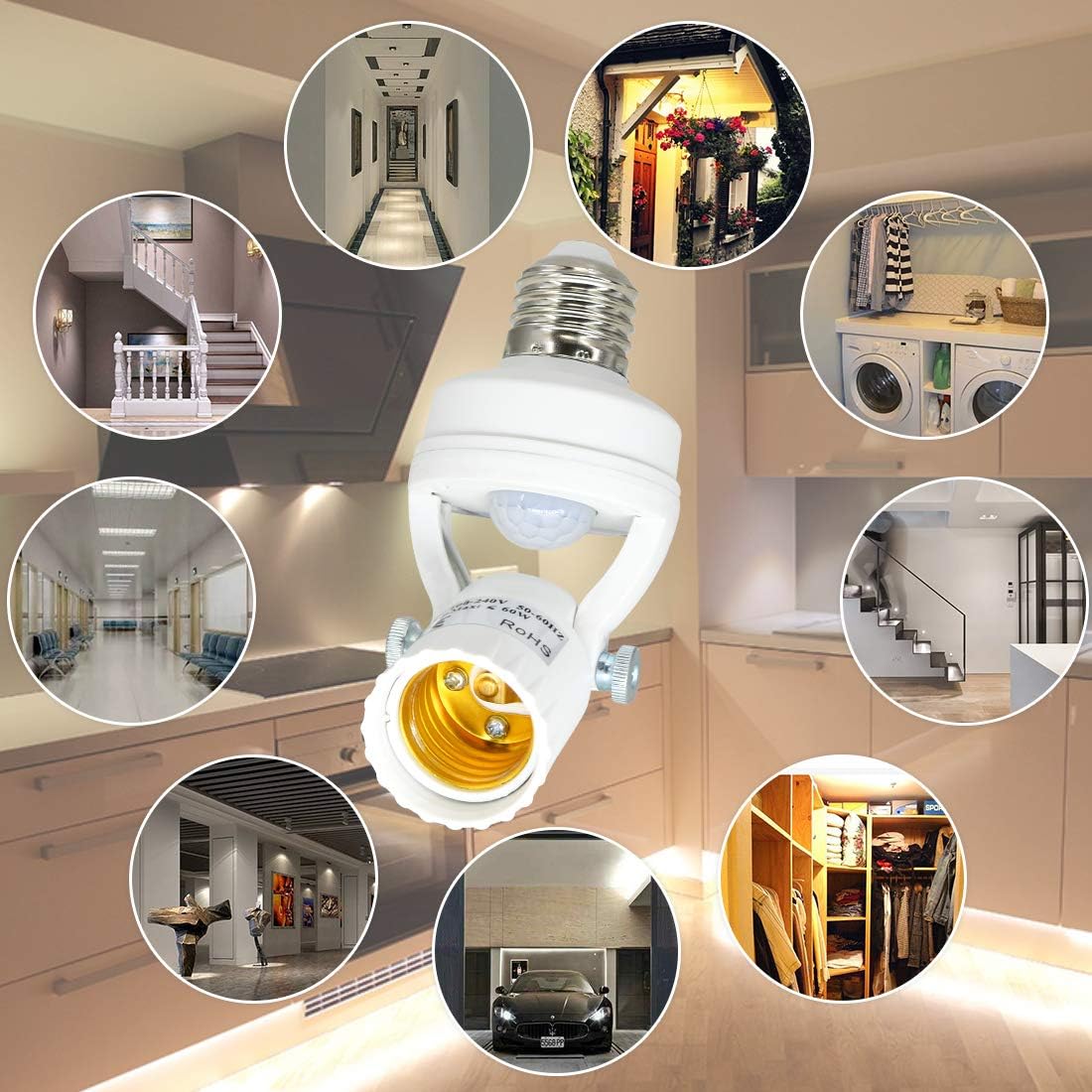 Snapklik.com : NUNET 2pcs PIR Motion Sensor Socket - Angle Swivel Screw ...
