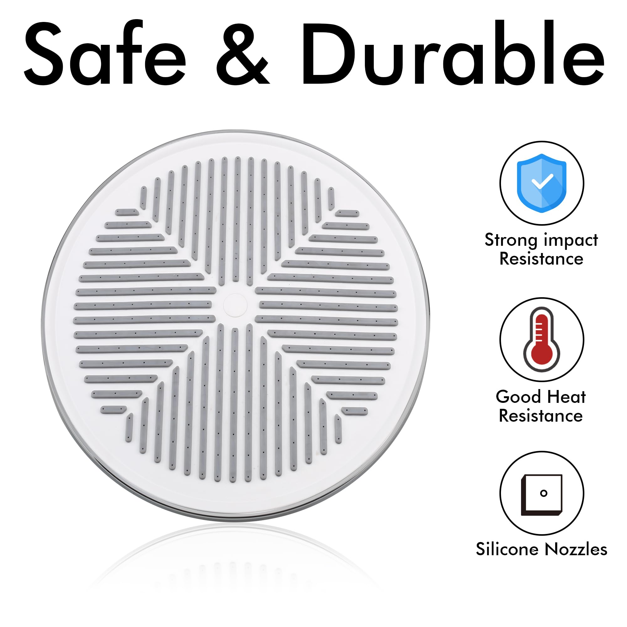 Rainfall Shower Head Fixed Showerhead 9.6-Inch Round Bathroom Rainhead Overhead Waterfall Shower Head with Adjustable Swivel Ball Joint - Image 3