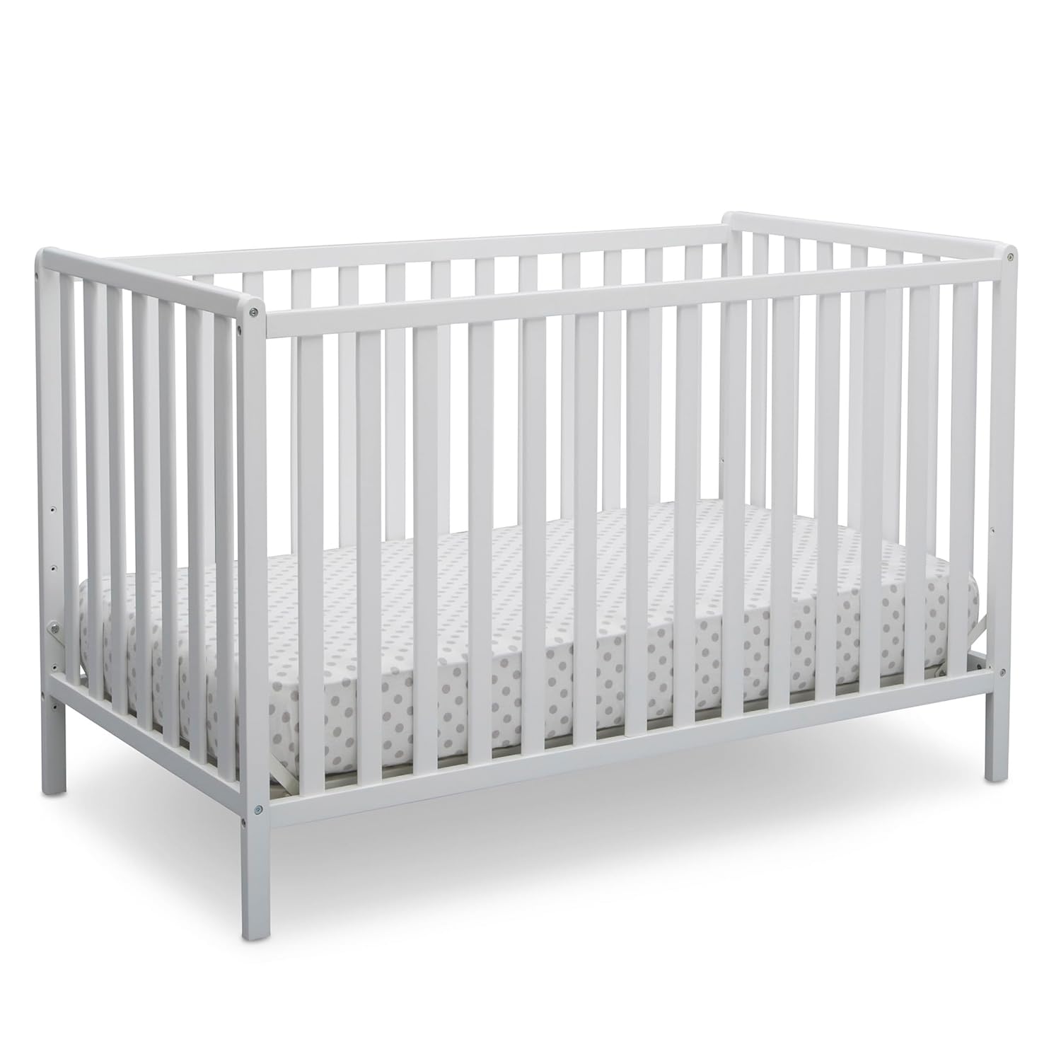 Delta Children Heartland 4-in-1 Convertible Crib - Greenguard Gold Certified, Bianca White