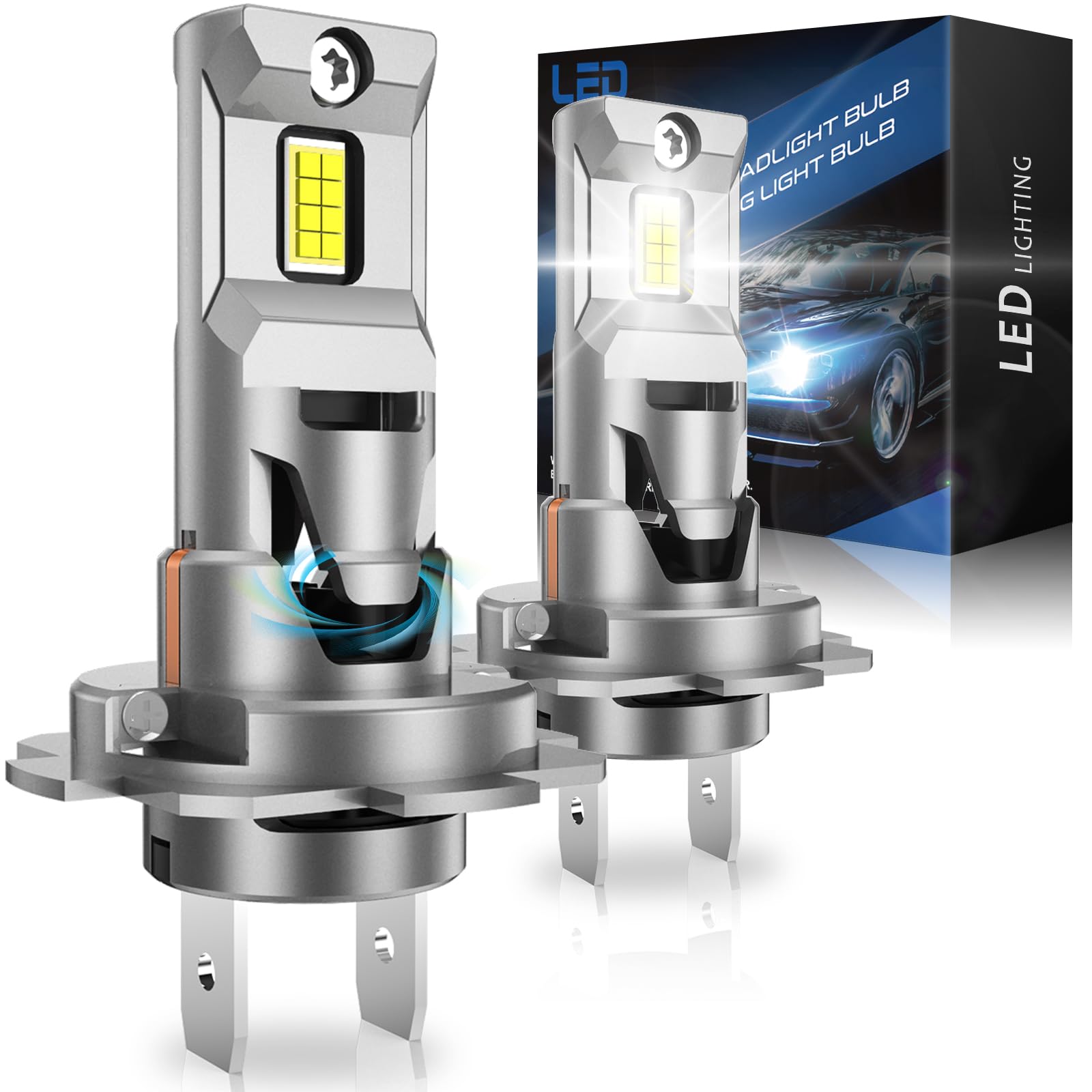 JOSHF Ampoules H7 LED 28000LM 110W Phare Avec Ventilateur Silencieux, Efficacité Energétique LED H7 Ampoule de Voiture, 1:1 Remplace Lampes Halogènes, DC12-18V,Set De 2