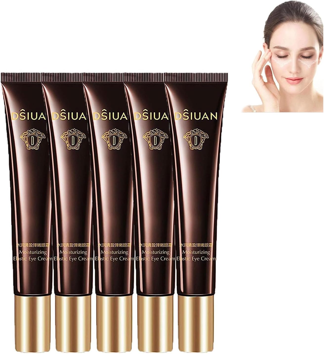 GIONAR Dsiuan Moisturizing Elastic Eye Cream, Caviar Essence Anti-Wrinkle Eye Cream, Caviar Essence Eye Cream, Caviar Eye Cream, Under Eye Cream for Dark Circles and Puffiness (5pcs)