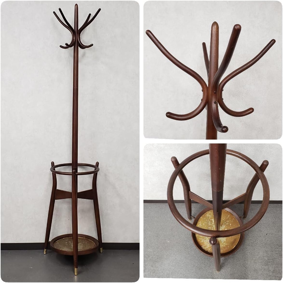 秋田木工 ポールハンガー ハンガーラック 木製 アンティーク家具 傘