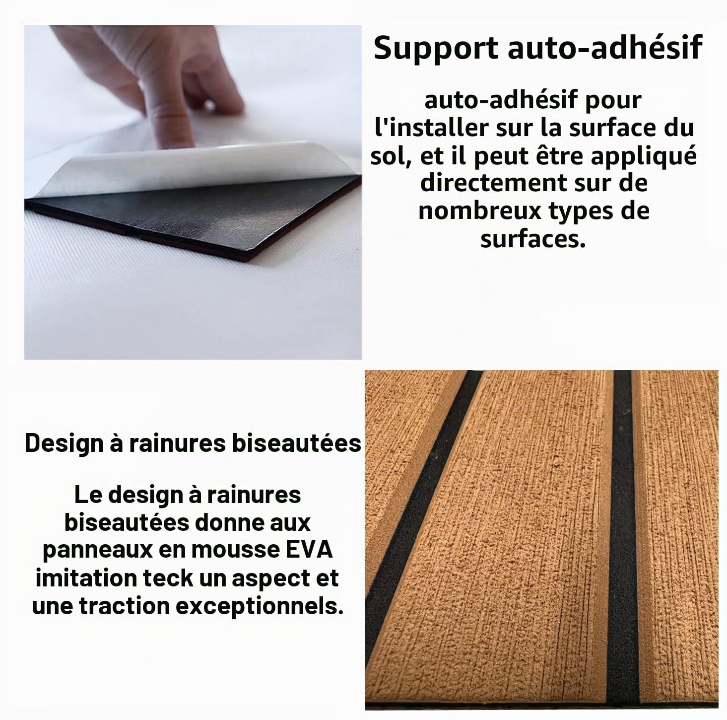 90 × 240cm Tapis Pont Bateau Synthétique de Decking Mousse EVA Autocollant Antidérapant pour Bateau Gonflable Convient pour VR, escaliers de Jardin, Entretien et décoration de terrasse