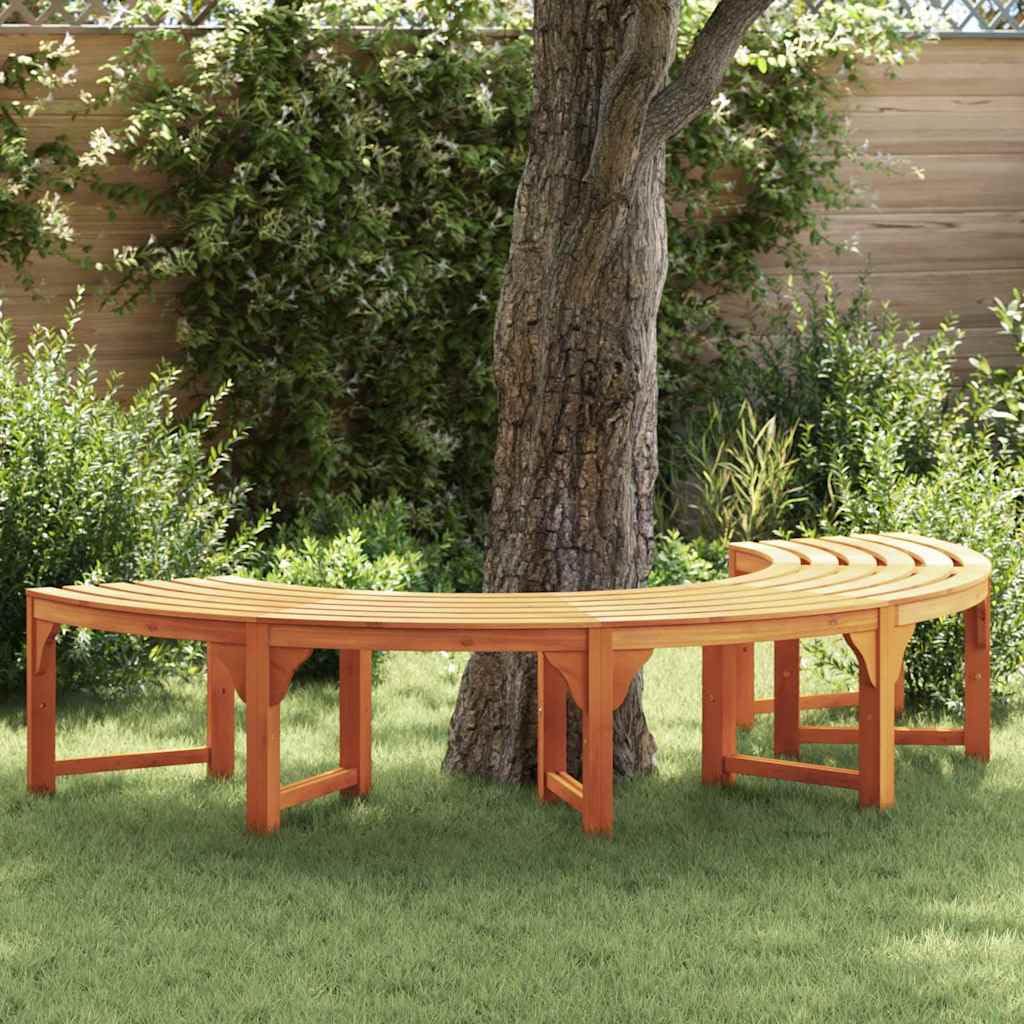 vidaXL Panchina da Esterno a Mezza Luna per 3 Adulti in Legno Massello di Acacia con Finitura Marrone Naturale Resistente ai Raggi UV, Perfetta per Giardini e Patios, Posto a Sedere per Esterni, Mobi