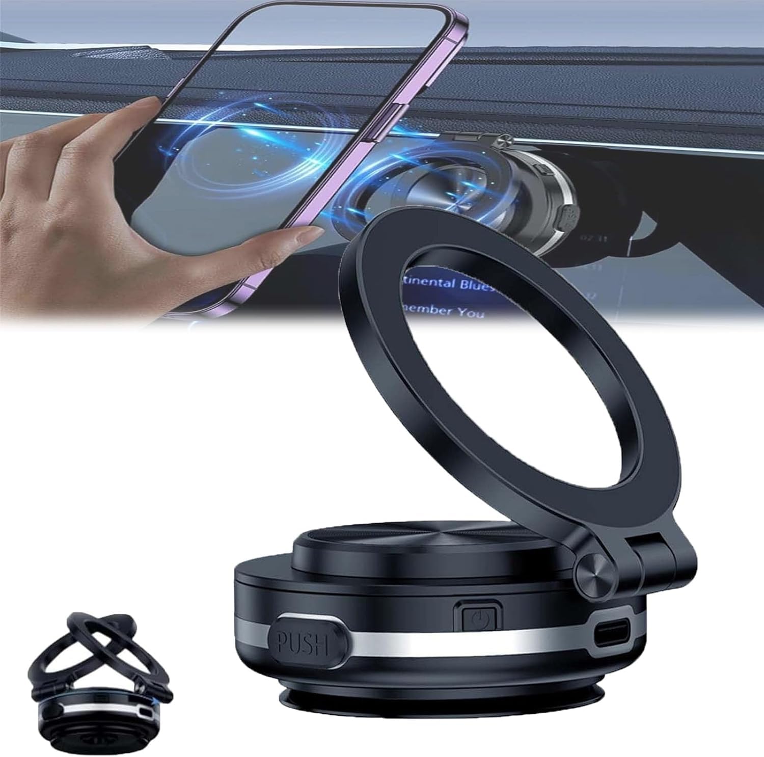 For Maggrip Pro 360 2.0,Nixie Phone Holder,Fall Car Electric Suction Cup Vacuum Magnetic Phone Holder, Nixie Magnet Phone Holder,Electric Vacuum Magnetic Suction Car Phone Mount (Black)