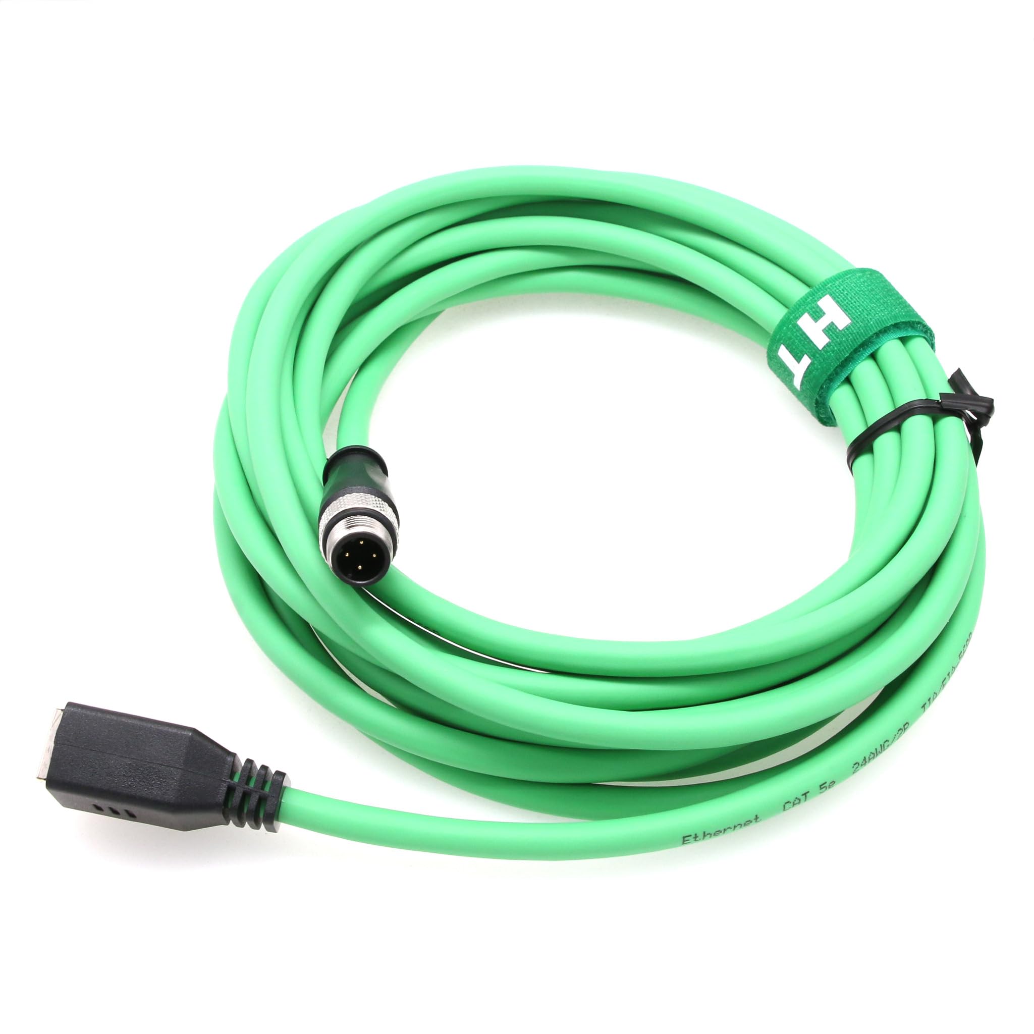 HangTon Câble adaptateur M12 4 broches D-codé vers RJ45 femelle Cat5e pour caméra Profinet Omron Keyence SICK Datalogic Capteur de vision Ethernet Réseau PC PLC 3 m Vert