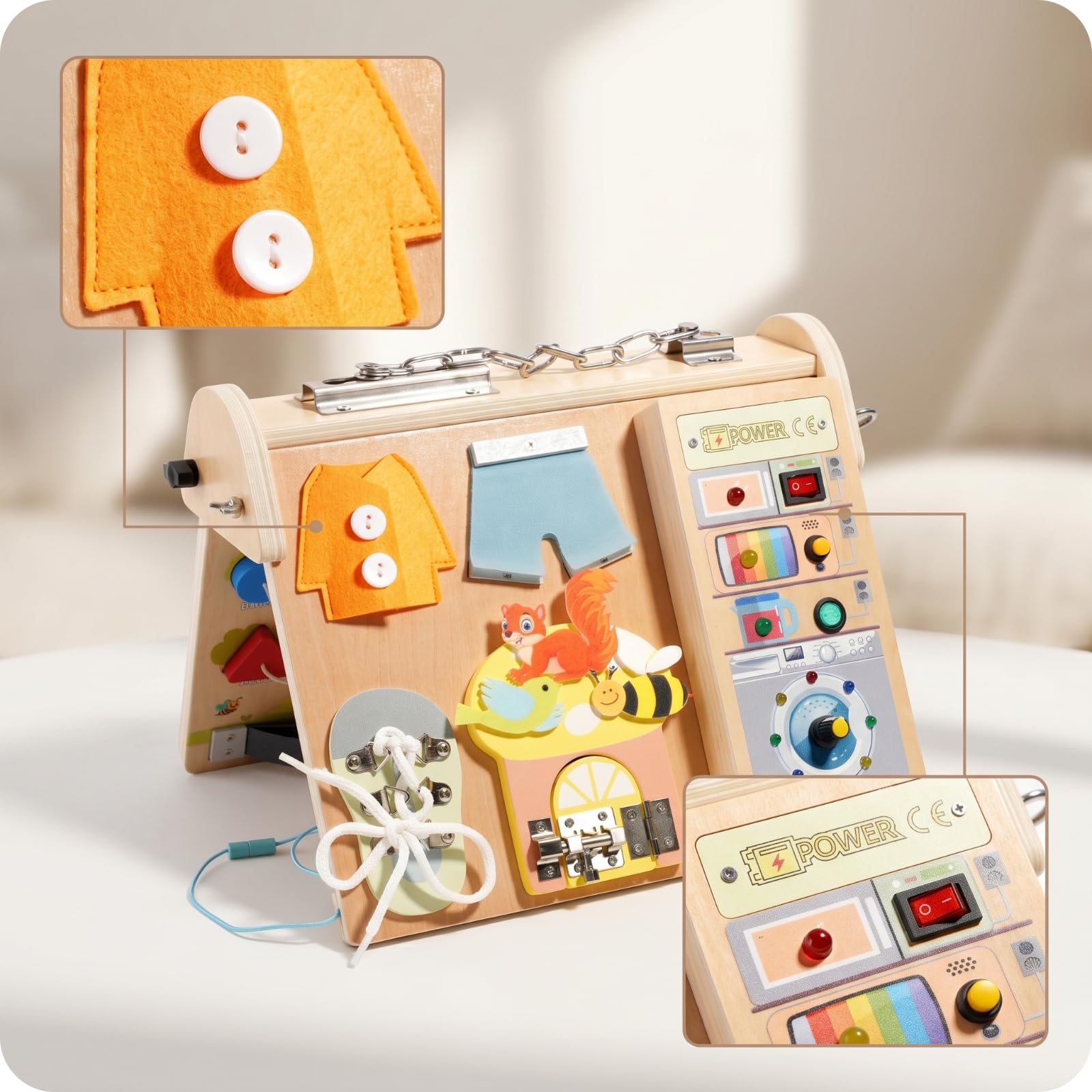 predolo Busy Board Pieghevole Portatile Tavola Multiattività Sensoriale Busy Board Educativo per Bambini