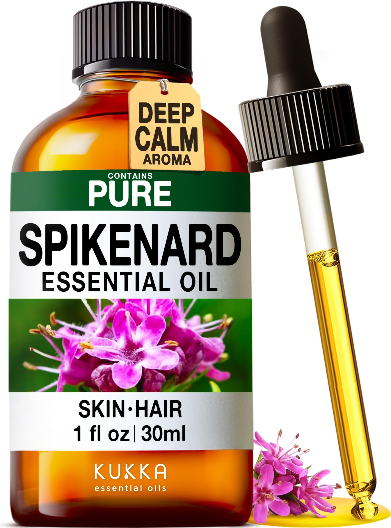 Kukka 100% Pure Spikenard Essential Oil for Skin, Diffuser, 1.02 Fl Oz