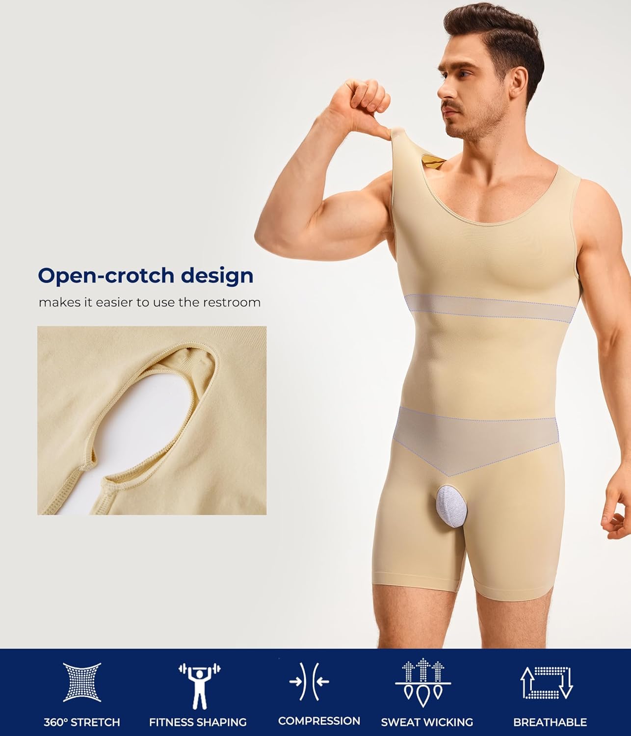 TAILONG Mens Shapewear Tummy Control Bodysuit Sleeveless Compression Shirts Slimming Body Shaper Fajas Para Hombres - Image 3