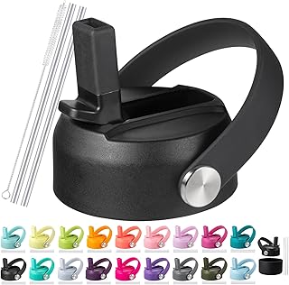 Straw Lid for Hydro Flask Wide Mouth 32 40 oz, Straw Lids with Flexible Handle and Straws Compatible with HydroFlask, Replacement Sports Flex Cap Wide Mouth Top 32 40 oz