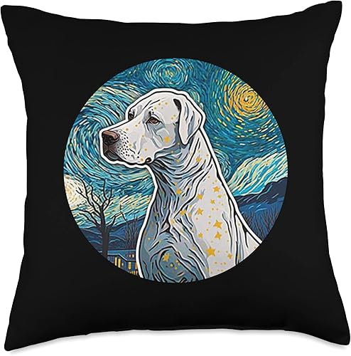 Dogo Argentino Love Fun Fi Dogo Argentino Starry Night Painting Dog Mom Dad Throw Pillow, 18x18, Multicolor Dogo Argentino Love Fun Fi Dogo Argentino Starry Night Painting Dog Mom Dad Throw Pillow, 18x18, Multicolor