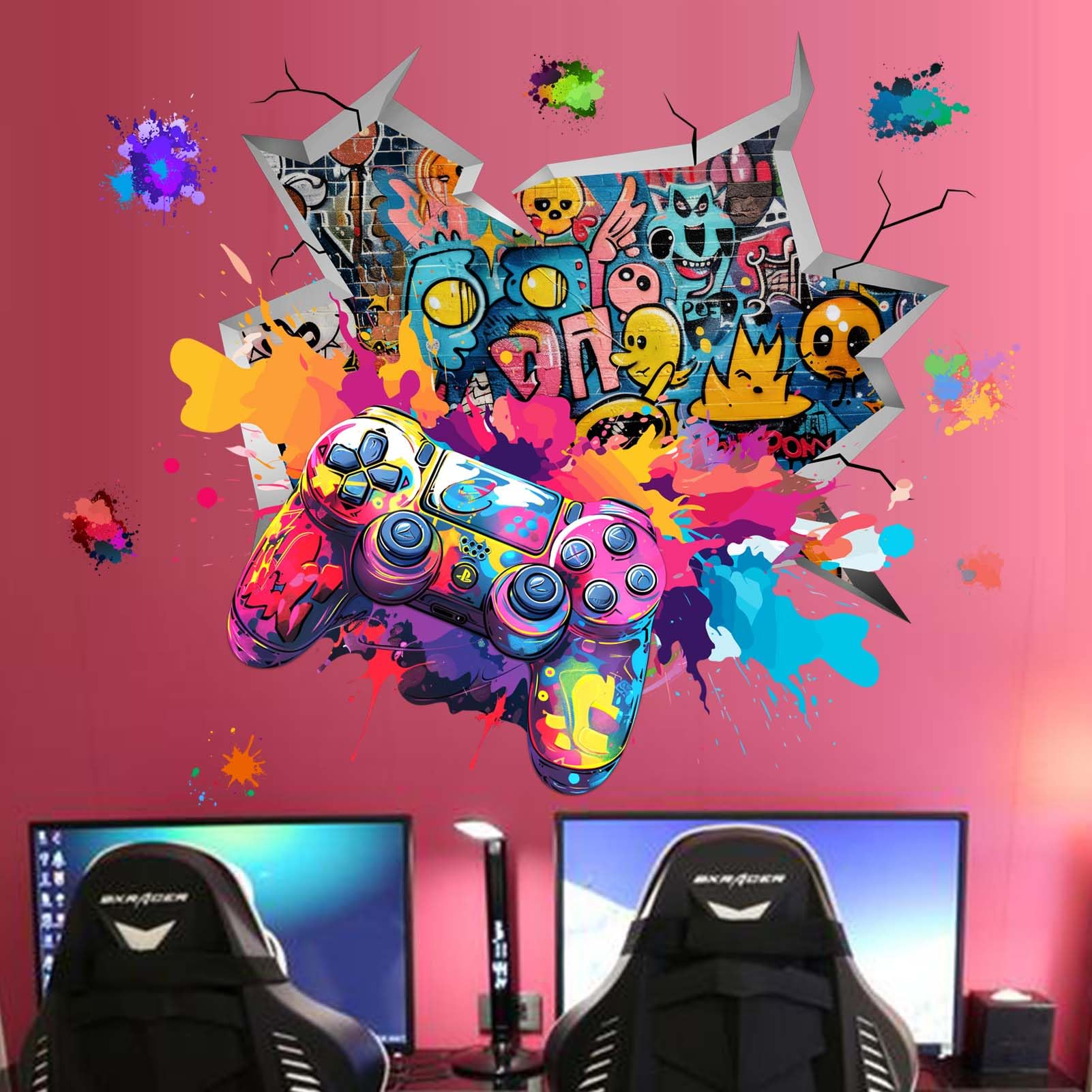 Gamer Bedroom Wall Stickers for Boys: Peel and Stick Cool Gaming Video Gameing Wall Decals - Image 3