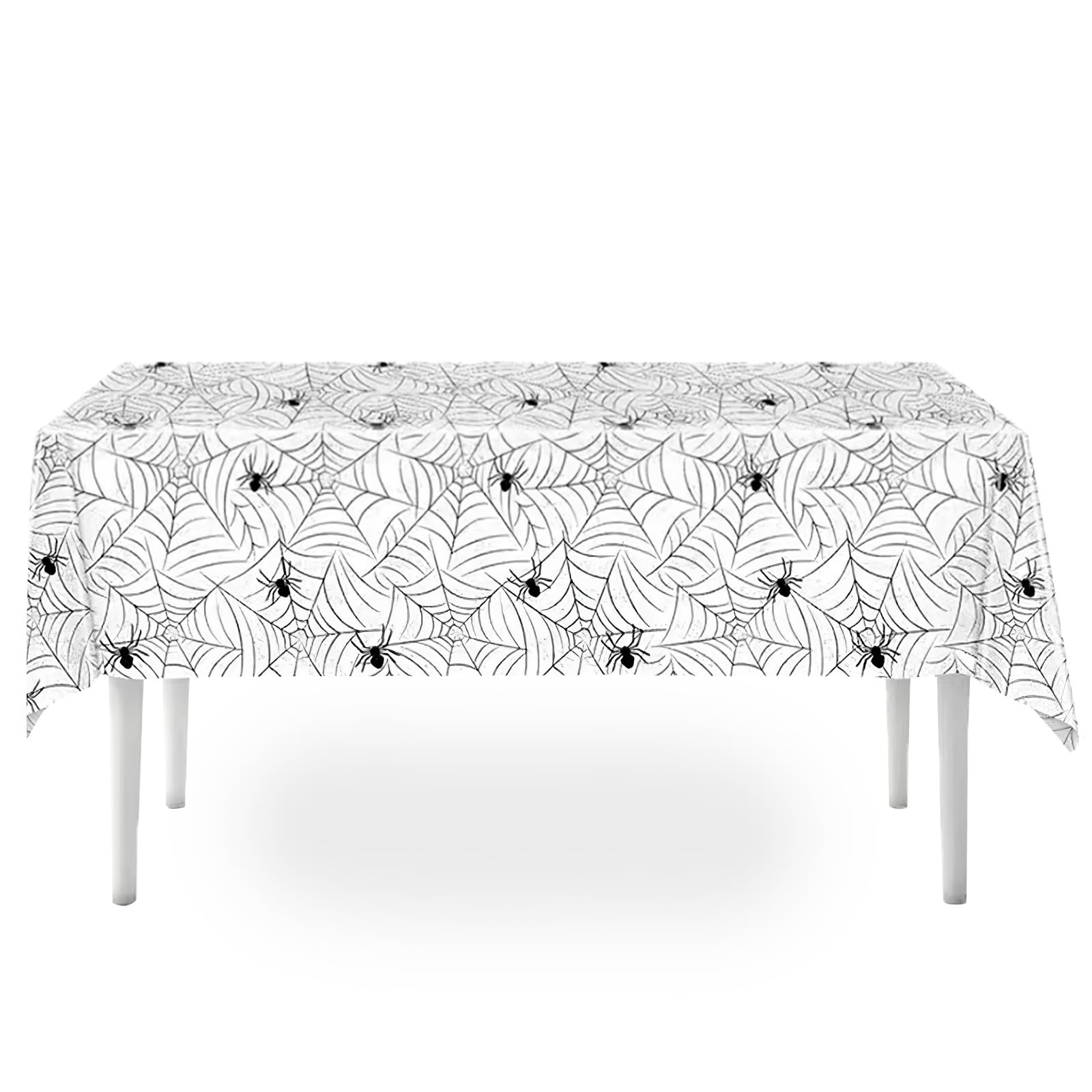 CYMYGS Spider Web Waterproof Tablecloth - 54x108 inch Waterproof Rectangle Table Covers Tablecloth for Halloween, Holiday Dinner Table Decorations and Party Supplies Home Decor (White)