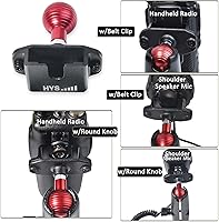Vista 4 de HYS Handheld Radio/Mic Hanger with Belt Clip/Round Knob Holder with 1" (25mm) Ball Head Adapter Compatible with RAM mounts B Size Double Socket Arm