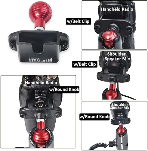 Miniatura 4 de HYS Percha de radio de manomicrófono con clip para cinturónsoporte de perilla redonda con adaptador de cabeza de bola de 1 pulgada (0.984 in)