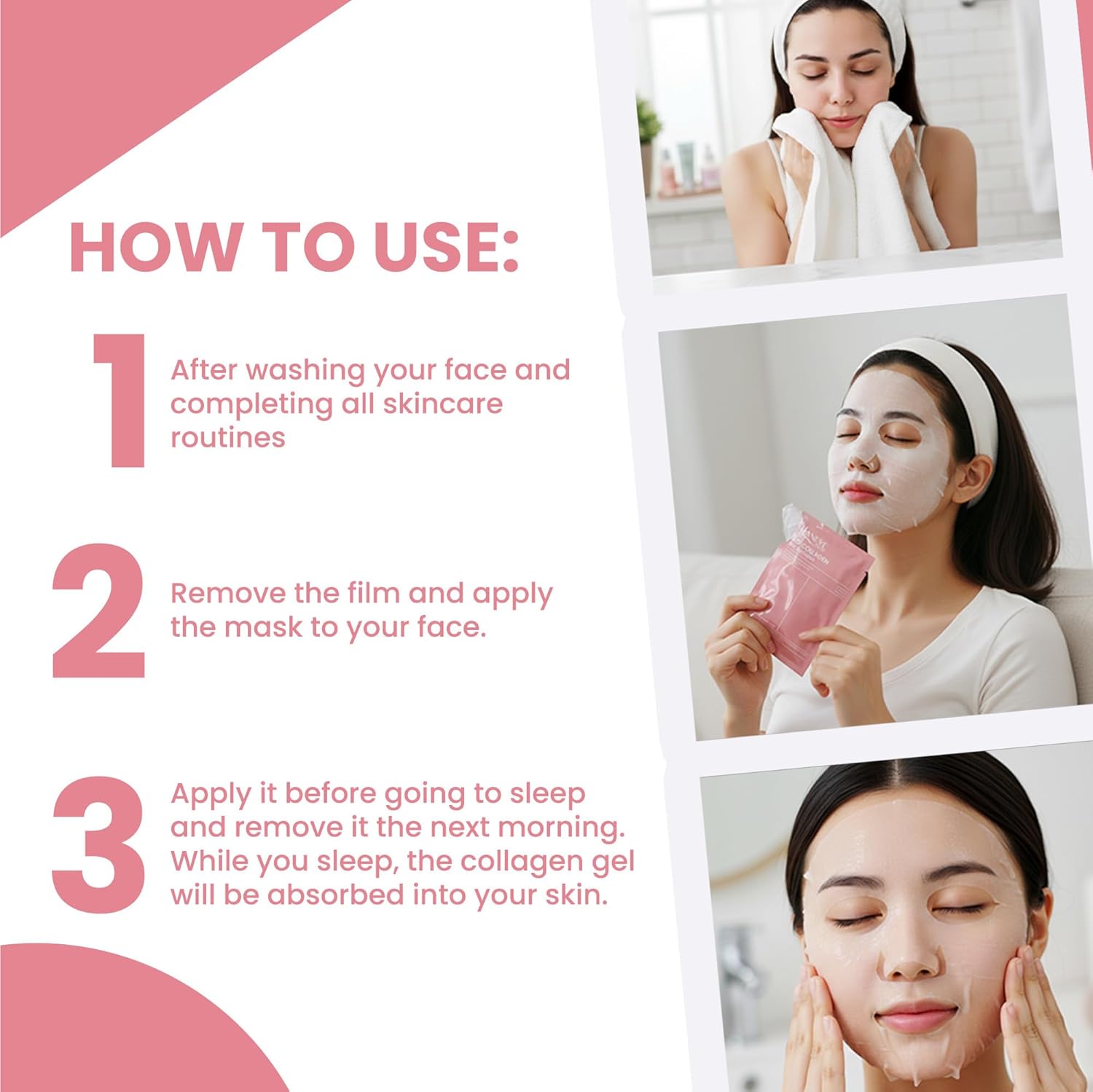 Bio-Collagen Real Deep Mask – Low Molecular Collagen, Hyaluronic Acid & Galactomyces Probiotics – Hydrating, Pore-Minimizing & Firming Facial Sheet Mask – 5 Pack - Image 8