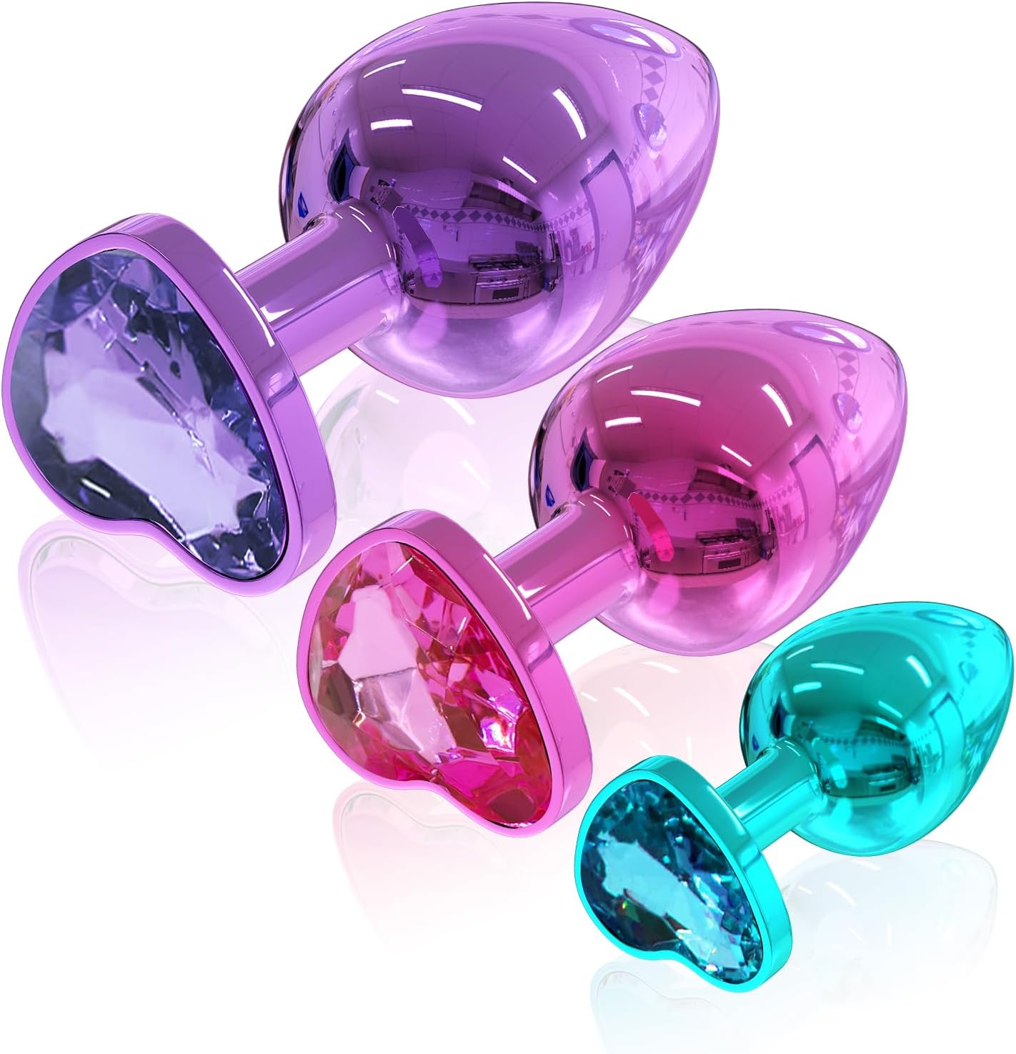 Anal Plug Beginner Set - 3 PCS Multi-Color Jewel Butt Plugs Sex Toy Anal Training Kit- G Spot Anal Sex Adult Toy for Beginner Adult Unisex Women and Men Couple