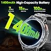 Reloj Inteligente Militar para Hombre, Pantalla HD de 1.7" con Dos Linternas/1400mAh/Más de 110 Modos Deportivos, Reloj de Seguimiento de Fitness Sumergible, Compatible con Android y iPhone (2 Correas) 3