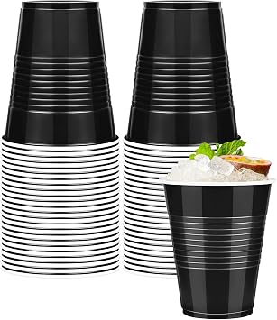 WYTAOHZL 50 Pack Disposable Plastic Cups 12 Ounce Black Plastic Cups