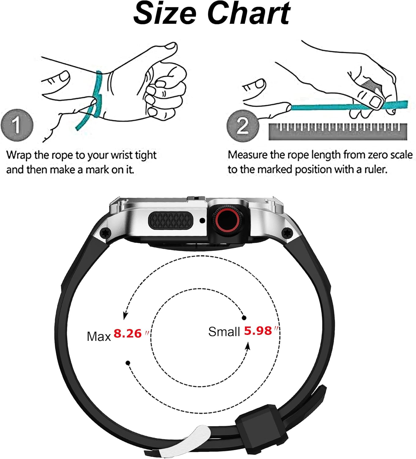 T-ENGINE Metal Case Compatible with Apple Watch Series 7/8/9 (45mm) for se Series 6/5/4 (44mm), One-Piece Metal Case with TPU Band for 45mm 44mm - Image 3