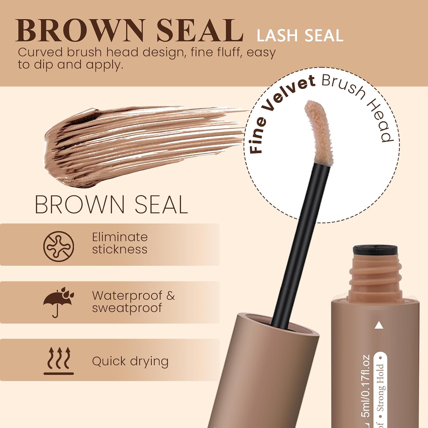 Lash Cluster Glue Lash Bond and Seal (Brown-10ML) | Waterproof 72H Long Lasting Strong Hold Non Irritating Eyelash Glue for DIY Lash Extensions at Home