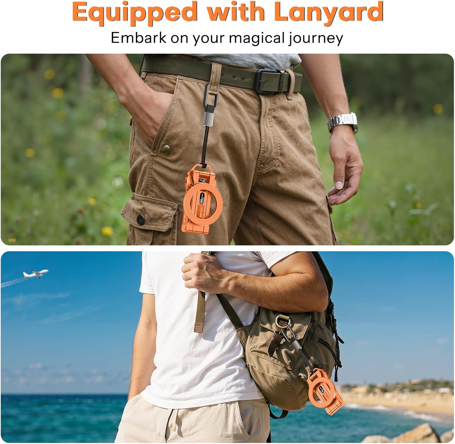 OMOTON TP06 for MagSafe Tripod Hook, 360°Rotate Magnetic Phone Tripod for iPhone 17/16/15 Pro Max Air, Fold Phone Stand Selfie Stick with 1/4" Screw, Acra Fits Vlog, Gym, Travel Essentials, Orange